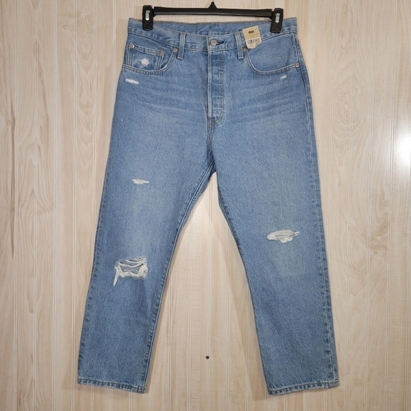 Levi’s 501 Distressed Button-Fly Straight Ankle Jeans Sz 31x26 - Picture 1 of 7